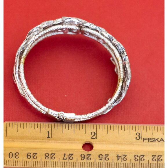 7 inch, Vintage Edwardian Floral Abstract Hinged Bangle - F37 - Picture 3 of 3